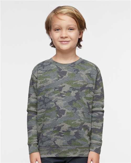 Vintage Camo Youth Elevated Fleece Crewneck Sweatshirt - 2225