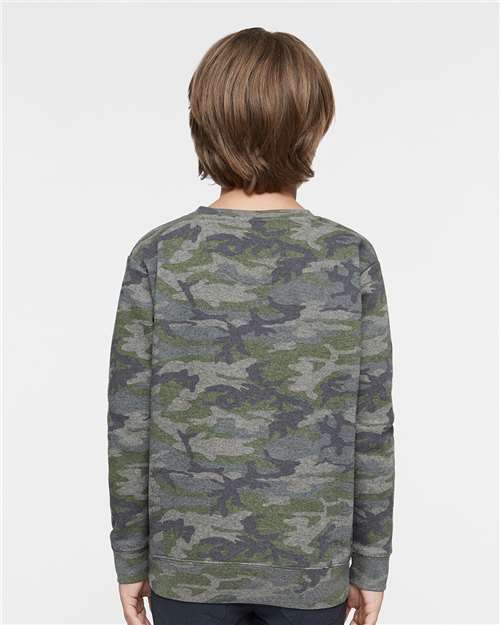 Vintage Camo Youth Elevated Fleece Crewneck Sweatshirt - 2225