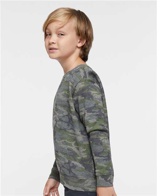 Vintage Camo Youth Elevated Fleece Crewneck Sweatshirt - 2225