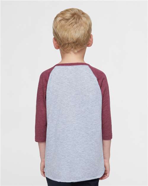 Vintage Heather/ Vintage Burgundy Toddler Baseball Fine Jersey Three-Quarter Sleeve Tee - 3330