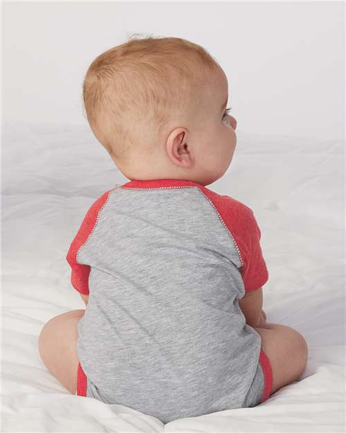 Vintage Heather/ Vintage Red Infant Baseball Fine Jersey Bodysuit - 4430