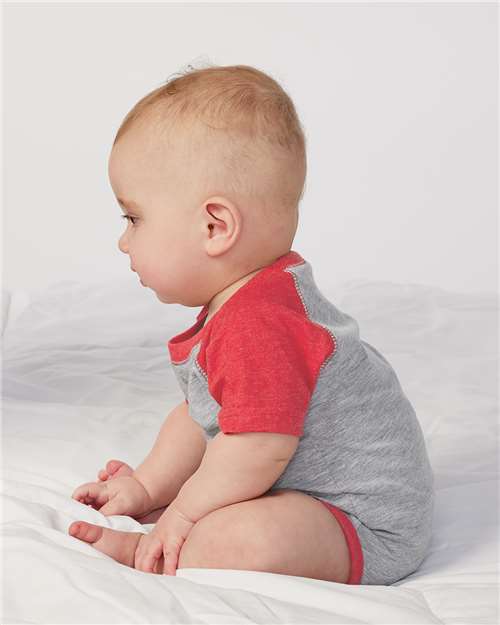 Vintage Heather/ Vintage Red Infant Baseball Fine Jersey Bodysuit - 4430