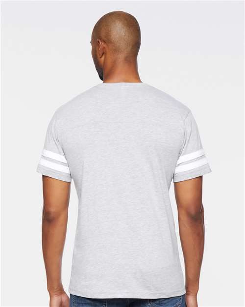 Vintage Heather/ White Football Fine Jersey Tee - 6937