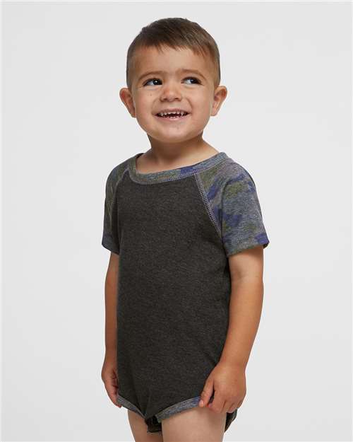 Vintage Smoke/ Vintage Camo Infant Baseball Fine Jersey Bodysuit - 4430