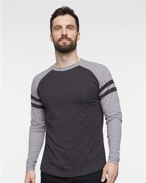 Vintage Smoke/ Vintage Heather Fine Jersey Mash Up Long Sleeve Tee - 6934