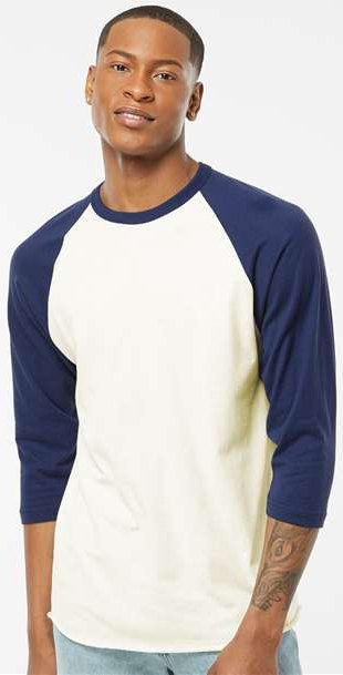 Vintage White/ Inked India Fine Jersey Raglan T-Shirt - 245