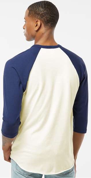 Vintage White/ Inked India Fine Jersey Raglan T-Shirt - 245