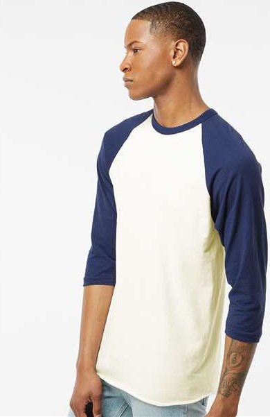 Vintage White/ Inked India Fine Jersey Raglan T-Shirt - 245