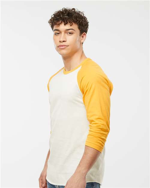Vintage White/ Mellow Yellow Fine Jersey Raglan T-Shirt - 245