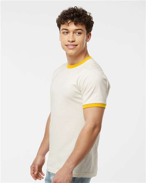 Vintage White/ Mellow Yellow Fine Jersey Ringer T-Shirt - 246