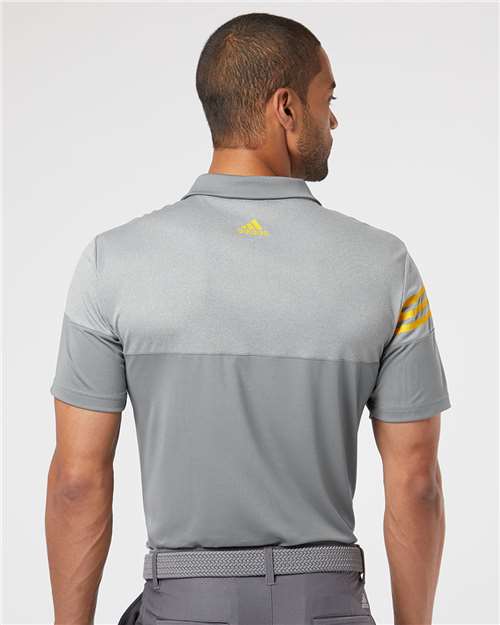 Vista Grey/ EQT Yellow Heathered 3-Stripes Colorblocked Polo - A213