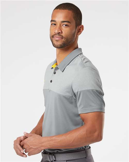 Vista Grey/ EQT Yellow Heathered 3-Stripes Colorblocked Polo - A213