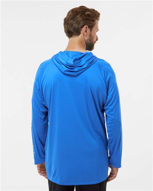 Vivid Blue/ Cool Grey PFG Terminal Tackle™ Hooded Long Sleeve T-Shirt - 212482