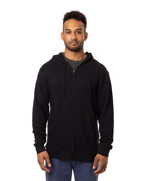 Washed Black Unisex Hemp Hero Full-Zip Hooded Sweatshirt - EC5980