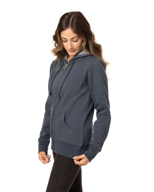 Water Women's Heathered Full-Zip Hooded Sweatshirt - EC4580
