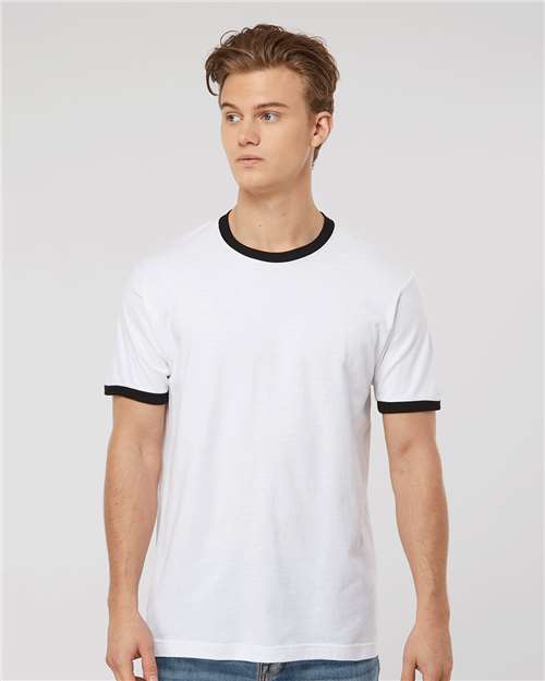 White/ Black Fine Jersey Ringer T-Shirt - 246
