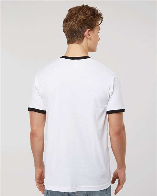 White/ Black Fine Jersey Ringer T-Shirt - 246