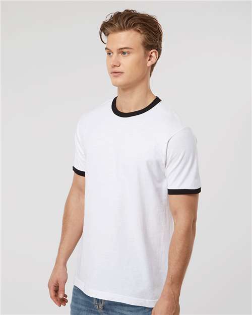 White/ Black Fine Jersey Ringer T-Shirt - 246