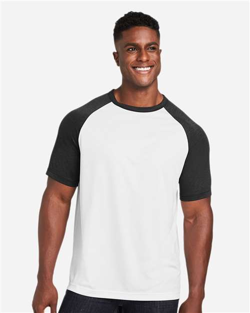 White/ Black Heather Unisex Zone Colorblock Raglan T-Shirt - TT62