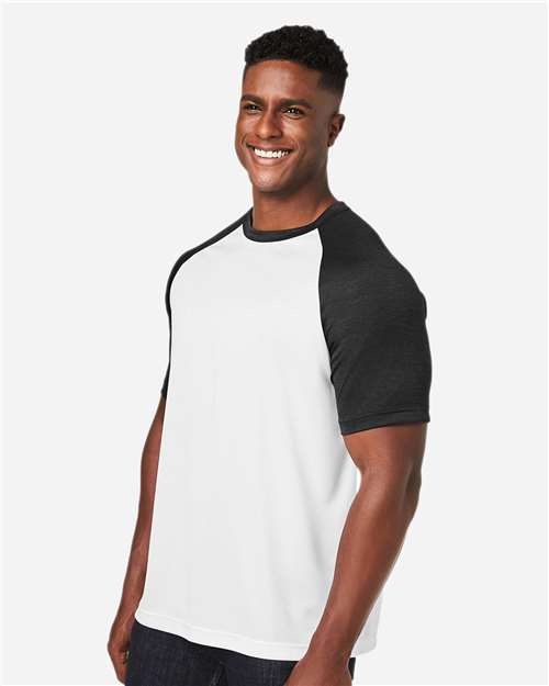 White/ Black Heather Unisex Zone Colorblock Raglan T-Shirt - TT62