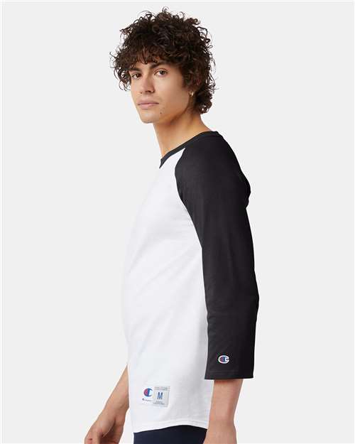 White/ Black Raglan Sleeve Baseball T-Shirt - T137