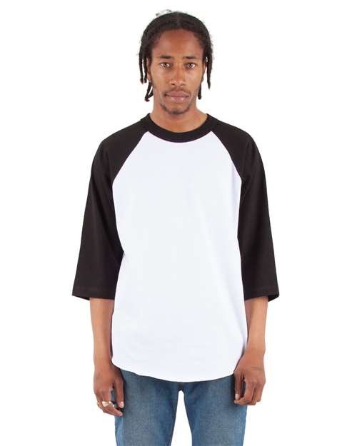 White/ Black Three-Quarter Sleeve Raglan T-Shirt - SHRAG