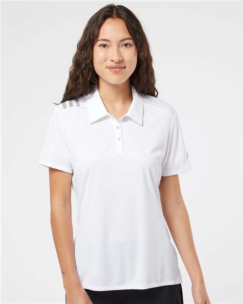 White/ Black Women's 3-Stripes Shoulder Polo - A325