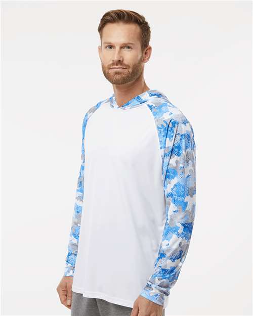 White/ Blue Mist Camo Tortuga Extreme Performance Hooded T-Shirt - 240