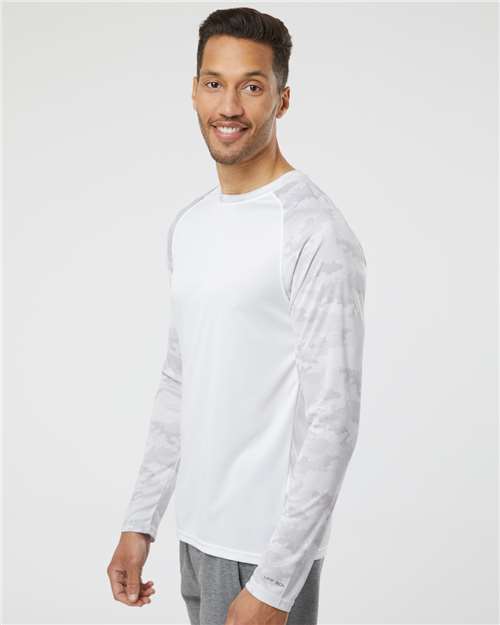 White Cayman Performance Camo Colorblocked Long Sleeve T-Shirt - 216