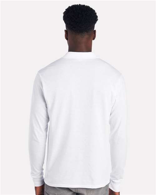 White Dri-Power® Long Sleeve Polo - 437LR