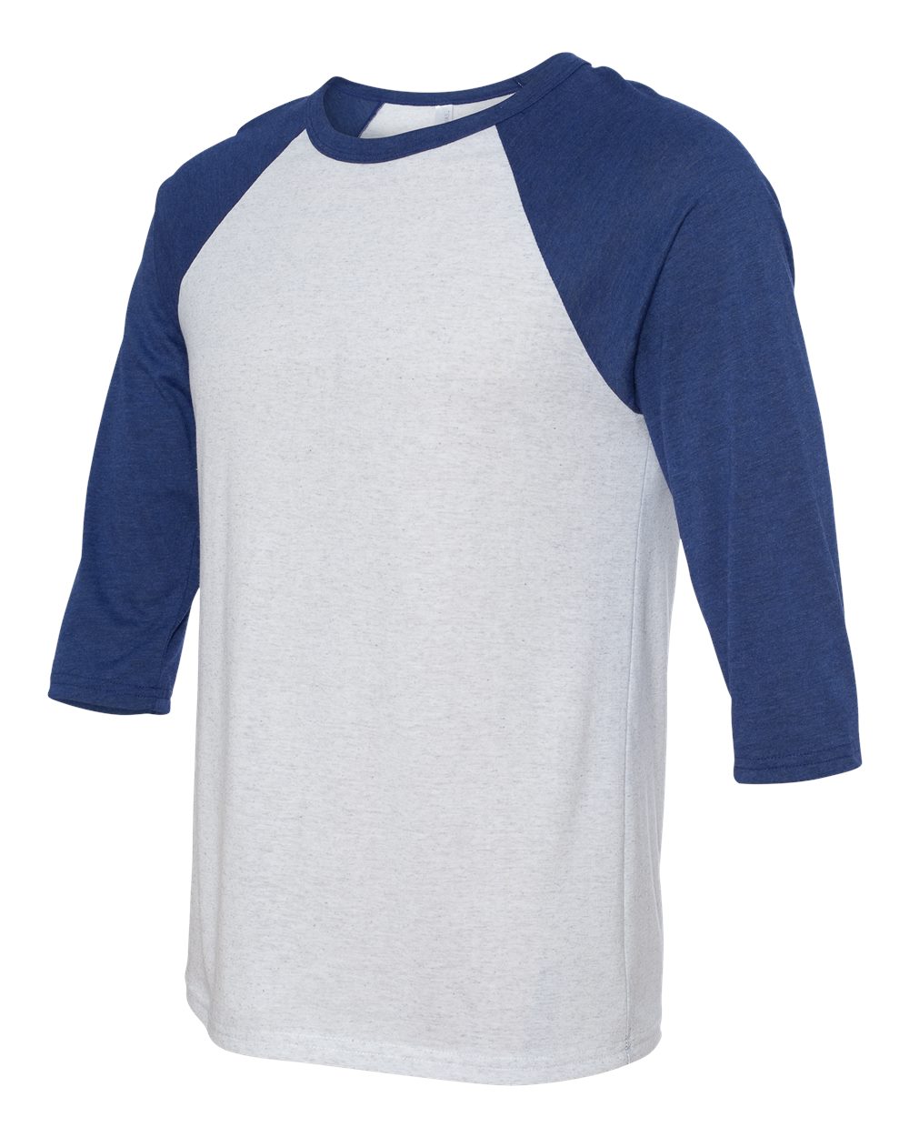 White Fleck/ Navy Triblend Three-Quarter Sleeve Baseball Tee - 3200