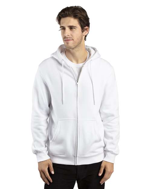White Fleece Full-Zip Hooded Sweatshirt - 320Z