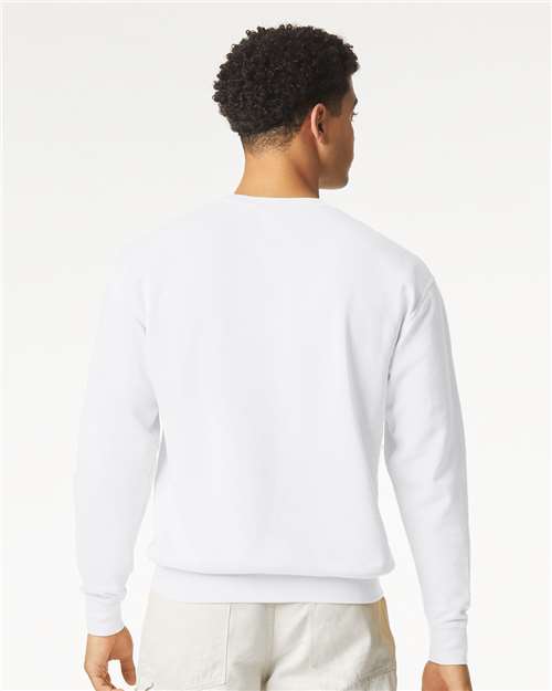 White Garment-Dyed Lightweight Fleece Crewneck Sweatshirt - 1466