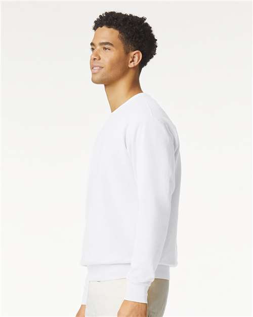 White Garment-Dyed Lightweight Fleece Crewneck Sweatshirt - 1466