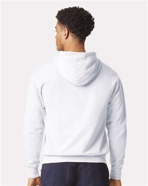 White Garment-Dyed Lightweight Fleece Hooded Sweatshirt - 1467