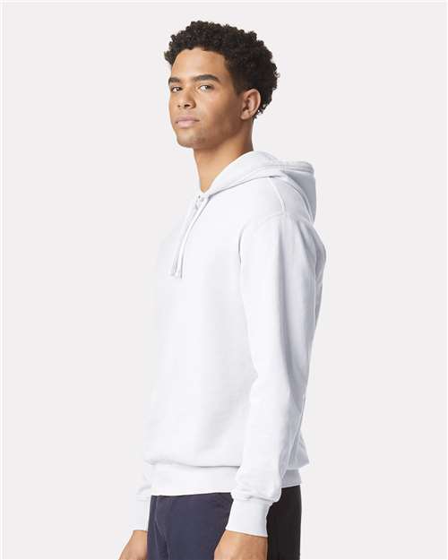 White Garment-Dyed Lightweight Fleece Hooded Sweatshirt - 1467