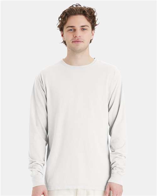 White Garment-Dyed Long Sleeve T-Shirt - GDH200