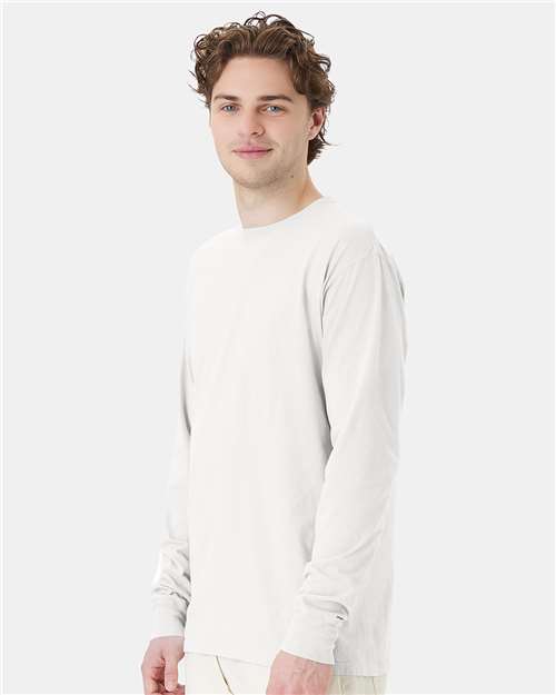 White Garment-Dyed Long Sleeve T-Shirt - GDH200