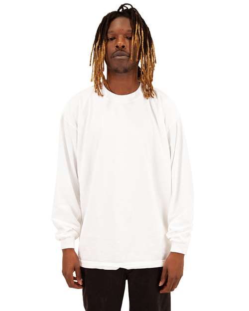 White Garment-Dyed Long Sleeve T-Shirt - SHGDLS