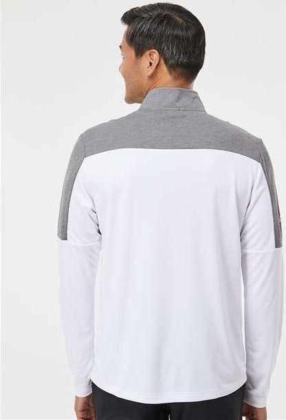 White/ Grey Three Melange Lightweight Quarter-Zip Pullover - A552