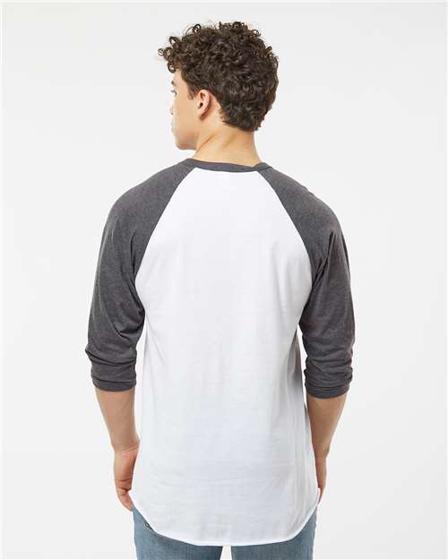 White/ Heather Charcoal Fine Jersey Raglan T-Shirt - 245