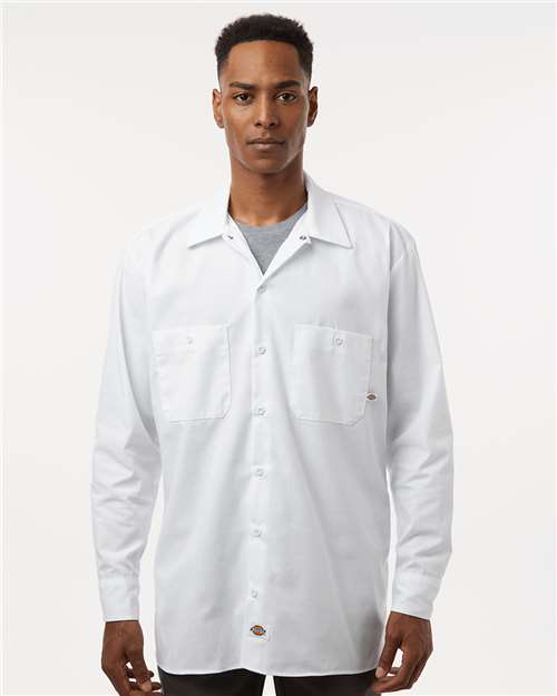 White Industrial Long Sleeve Work Shirt - Tall Sizes - L535T