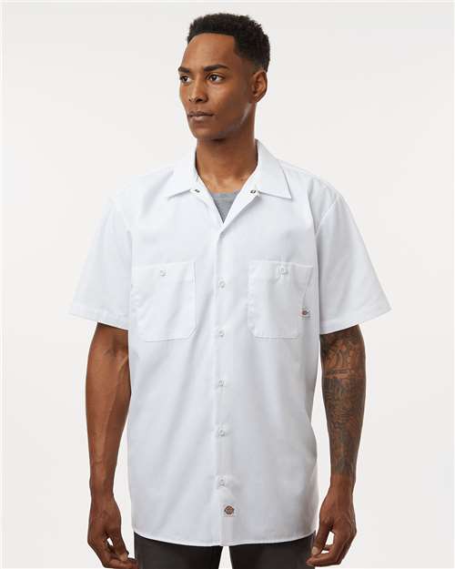 White Industrial Short Sleeve Work Shirt - S535