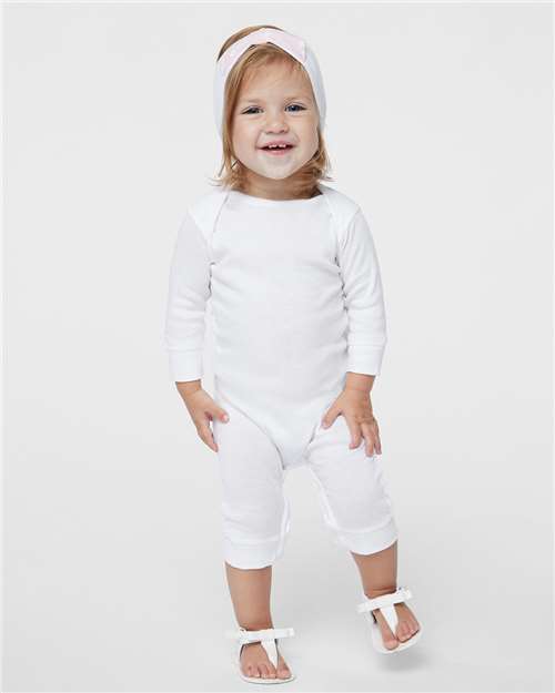 White Infant Long Legged Baby Rib Bodysuit - 4412