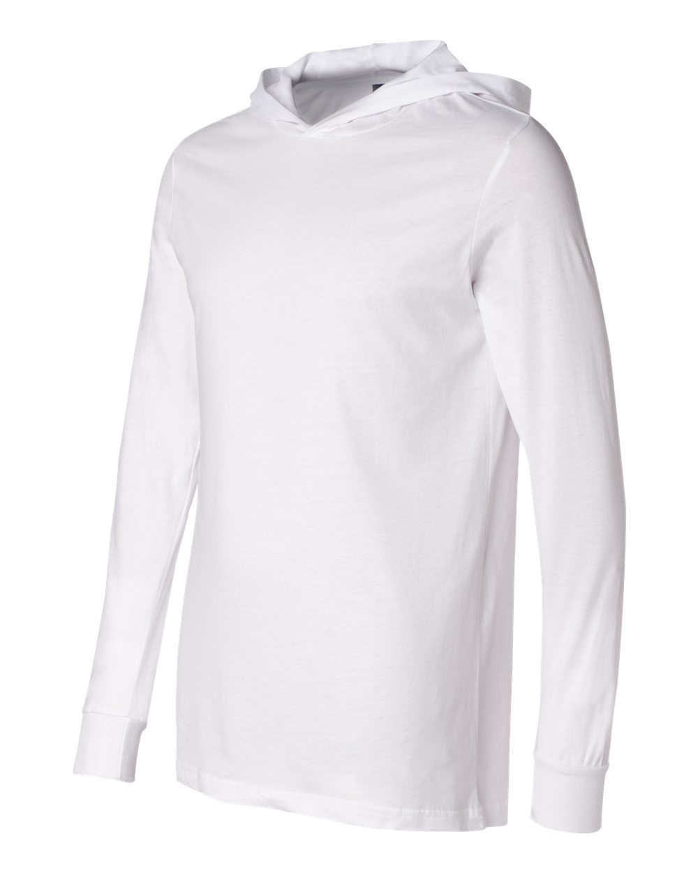 White Jersey Hooded Long Sleeve Tee - 3512