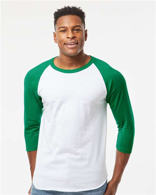 White/ Kelly Fine Jersey Raglan T-Shirt - 245
