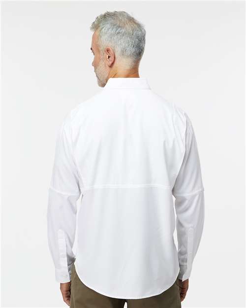 White Kitty Hawk Performance Long Sleeve Fishing Shirt - 702