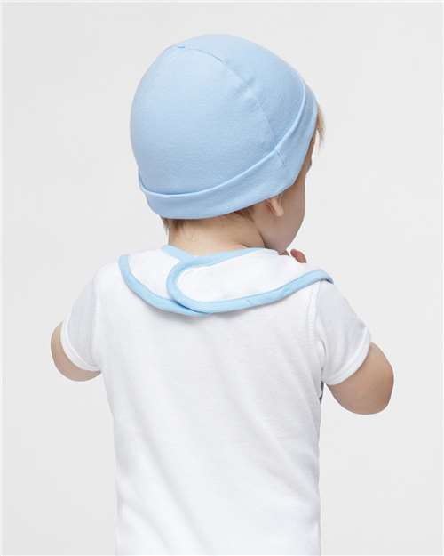 White/ Light Blue Infant Contrast Trim Premium Jersey Bib - 1004
