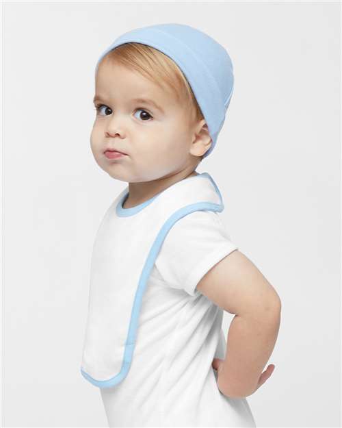 White/ Light Blue Infant Contrast Trim Premium Jersey Bib - 1004