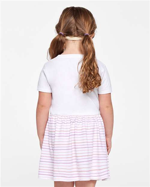White/ Lilac Stripe Toddler Fine Jersey Dress - 5333